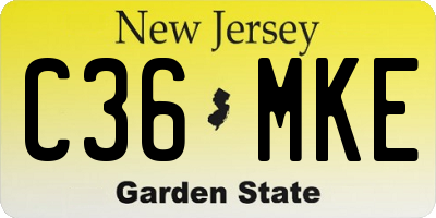 NJ license plate C36MKE