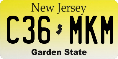 NJ license plate C36MKM