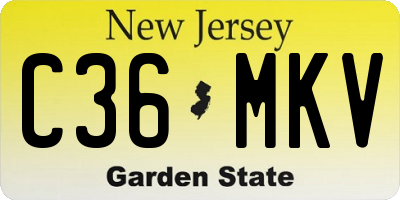 NJ license plate C36MKV