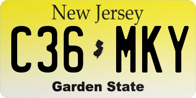 NJ license plate C36MKY