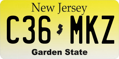 NJ license plate C36MKZ
