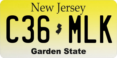 NJ license plate C36MLK