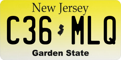 NJ license plate C36MLQ