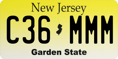 NJ license plate C36MMM