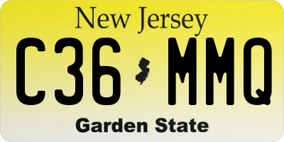 NJ license plate C36MMQ