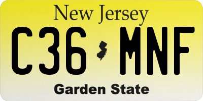 NJ license plate C36MNF