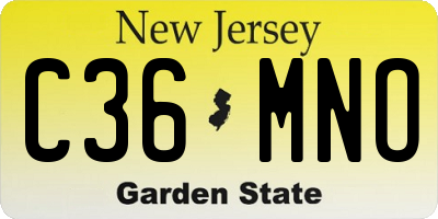 NJ license plate C36MNO