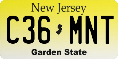 NJ license plate C36MNT