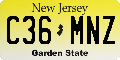 NJ license plate C36MNZ