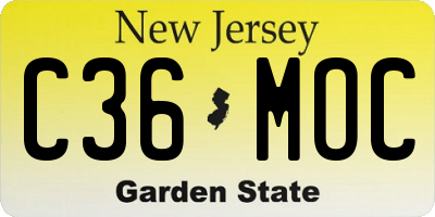 NJ license plate C36MOC