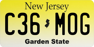 NJ license plate C36MOG