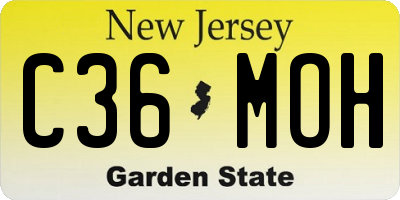 NJ license plate C36MOH