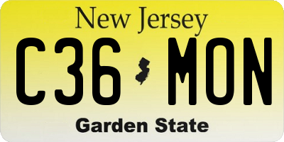 NJ license plate C36MON