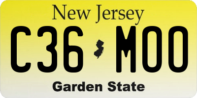 NJ license plate C36MOO
