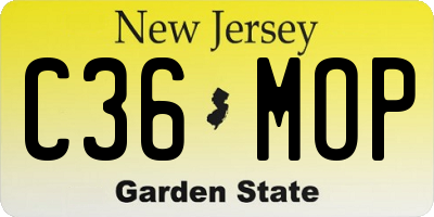 NJ license plate C36MOP