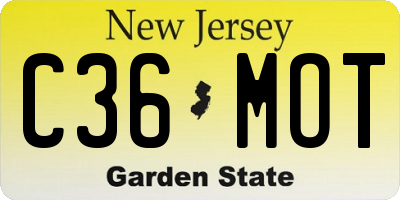 NJ license plate C36MOT