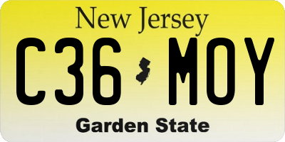 NJ license plate C36MOY