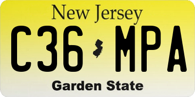 NJ license plate C36MPA