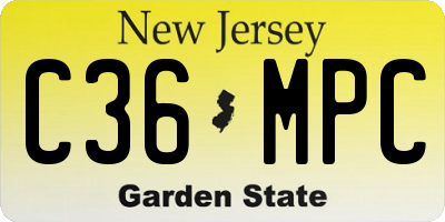 NJ license plate C36MPC