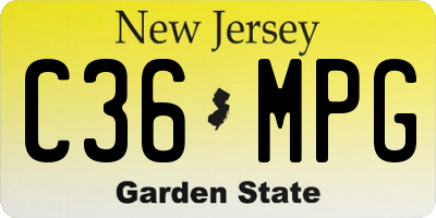 NJ license plate C36MPG