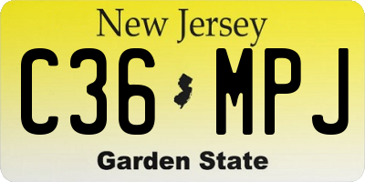 NJ license plate C36MPJ