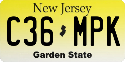 NJ license plate C36MPK