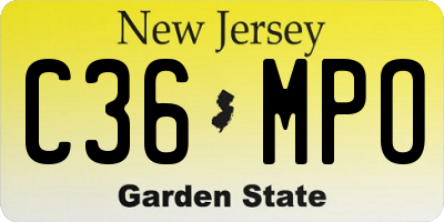 NJ license plate C36MPO