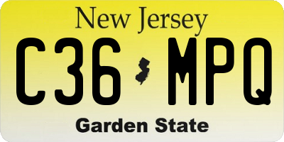 NJ license plate C36MPQ