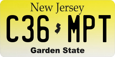 NJ license plate C36MPT