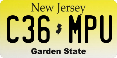 NJ license plate C36MPU