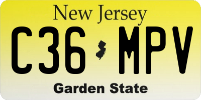 NJ license plate C36MPV