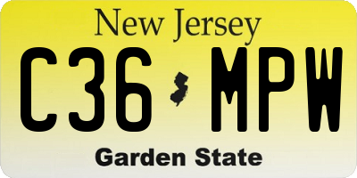 NJ license plate C36MPW