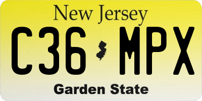 NJ license plate C36MPX