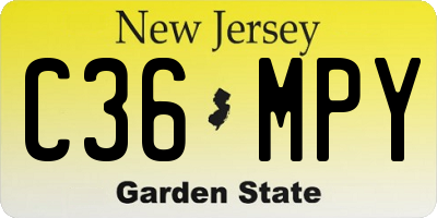 NJ license plate C36MPY