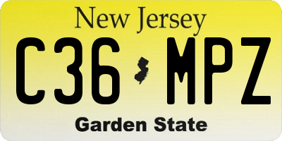 NJ license plate C36MPZ