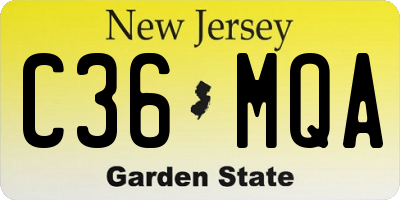 NJ license plate C36MQA