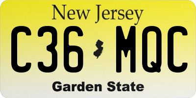 NJ license plate C36MQC