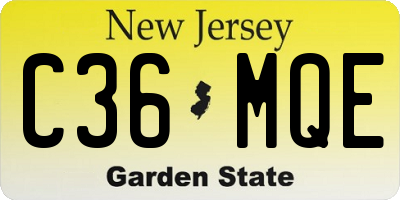 NJ license plate C36MQE