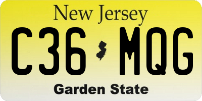 NJ license plate C36MQG