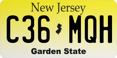 NJ license plate C36MQH