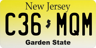NJ license plate C36MQM