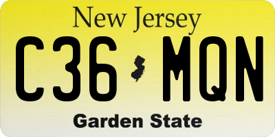 NJ license plate C36MQN