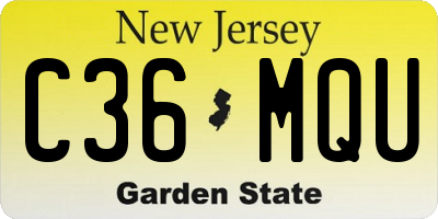 NJ license plate C36MQU