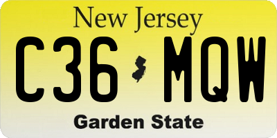 NJ license plate C36MQW