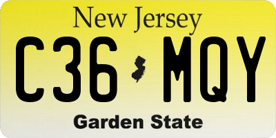 NJ license plate C36MQY