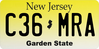 NJ license plate C36MRA