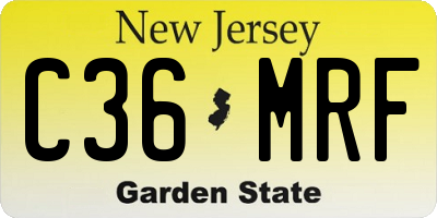 NJ license plate C36MRF