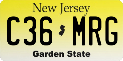 NJ license plate C36MRG