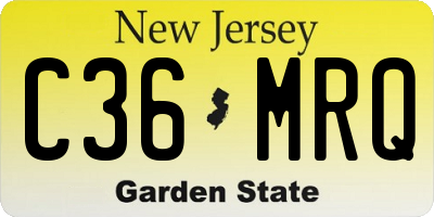 NJ license plate C36MRQ