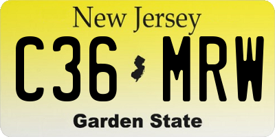NJ license plate C36MRW